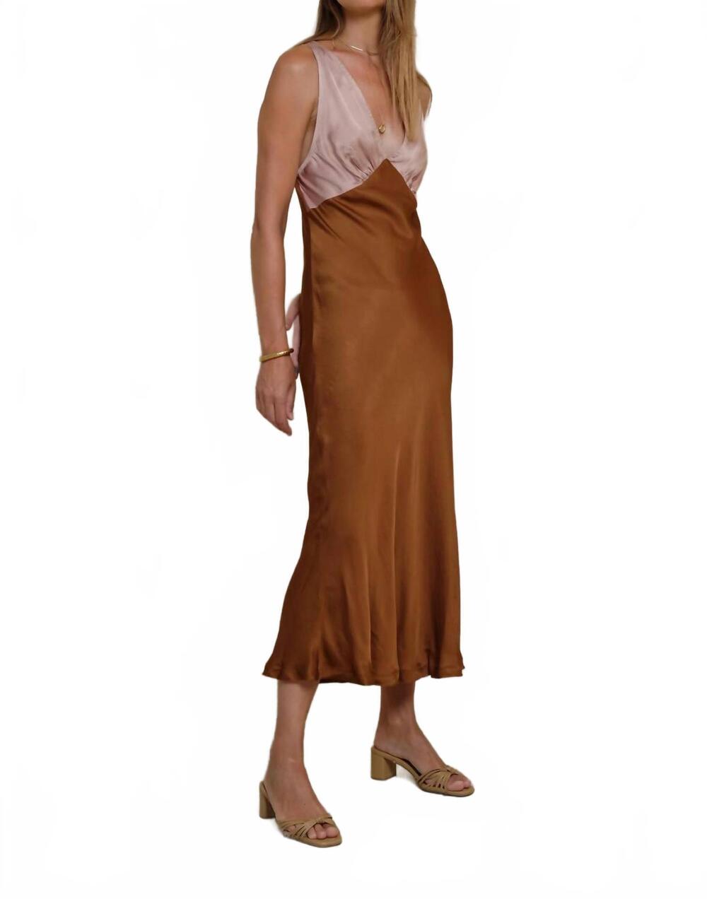 NEW ILOVELILYA zanita draped slip dress in patchwork blue/rose